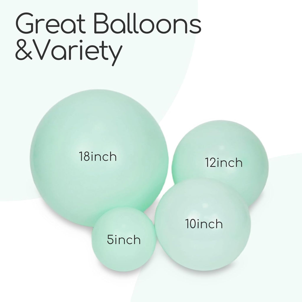 Skiennix Mint Green Balloons - 120-Piece Latex Set for Birthday, Baby Shower & Wedding Decor | Various Sizes