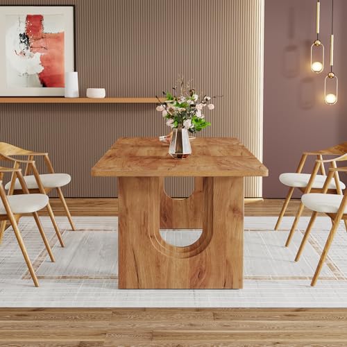 71-Inch Rectangular Dining Table, Rustic Brown Wood Kitchen Table for 8