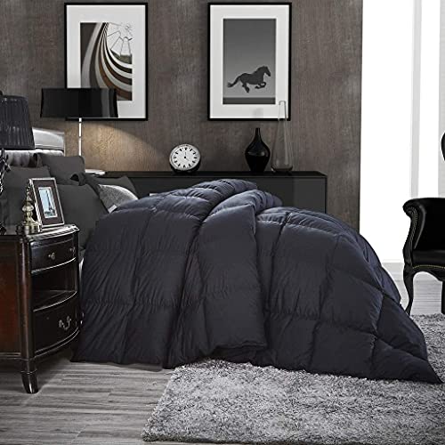Luxurious Black Goose Down Comforter, 100% Egyptian Cotton, 600 TC