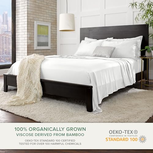 Pure Bamboo King Bed Sheet Set - 100% Organic Viscose, Cooling & Soft White