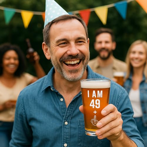 49 + 1 Funny 50th Birthday Pint Glass - 16 oz Beer Gift for Men and Women