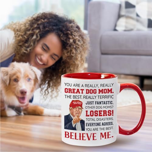Viberty Dog Mom Ceramic Mug 11oz - Funny Pet Gift for Women, Christmas, Mother's Day