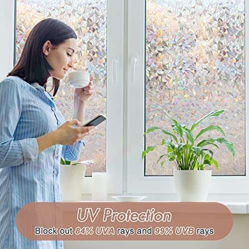 Rainbow Window Privacy Film - 17.5" x 78.7" UV Blocking Clings