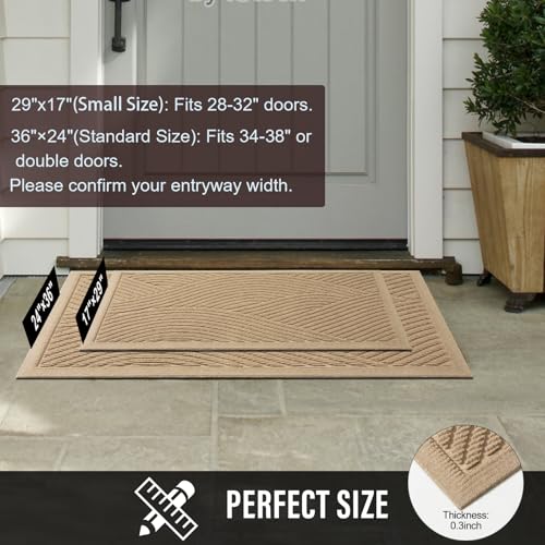 Absorbent Front Door Mat - Non-Slip Indoor Outdoor Doormat, 29x17, Beige