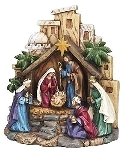 8-Inch LED Nativity Scene Figurine with Lighted Star (Roman) Batteries Included