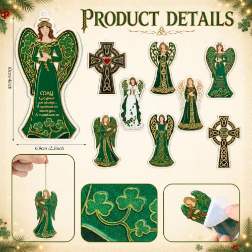 Irish Christmas Angel Ornaments - Set of 8 Celtic Holiday Decorations