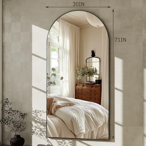 30x71 Arched Full Length Floor Mirror, Shatterproof Large Standing Mirror
