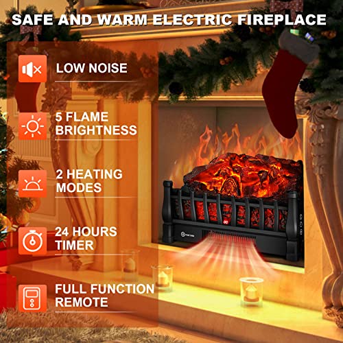 Electric Fireplace Logs Insert with Remote Control and Adjustable Heat