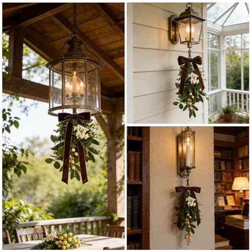6-Piece Artificial Eucalyptus Teardrop Swags, 12-Inch Farmhouse Wall Decor