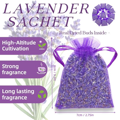 Dried French Lavender Sachets, 20 Pack - Natural Closet & Drawer Freshener