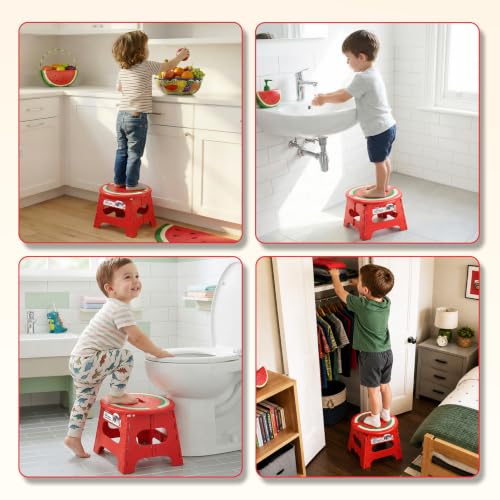 9-Inch Folding Step Stool for Kids - Non-Slip Collapsible Stool with Handle