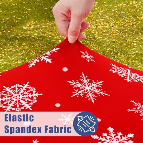 Moosfor 2 Pack 6FT Rectangular Elastic Christmas Tablecloths White & Red 72x30
