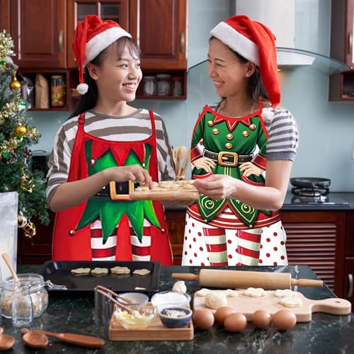 Christmas Apron Set – 4 Pcs Funny Xmas Cooking & Baking Kit for Women, Friends