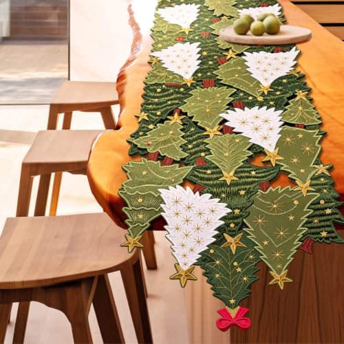 Ritgssi Christmas Tree Table Runner 13"x108" Winter Holiday Table Decor