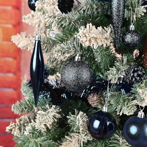 Goodlyghts 30ct Black 3.15in Shatterproof Christmas Ball Ornaments for Indoor/Outdoor Decor