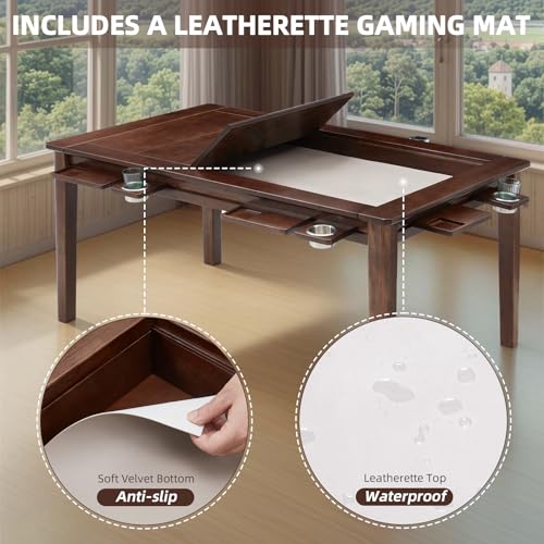Solid Wood Gaming Table with Removable Dining Top - 54" x 31" Game Space