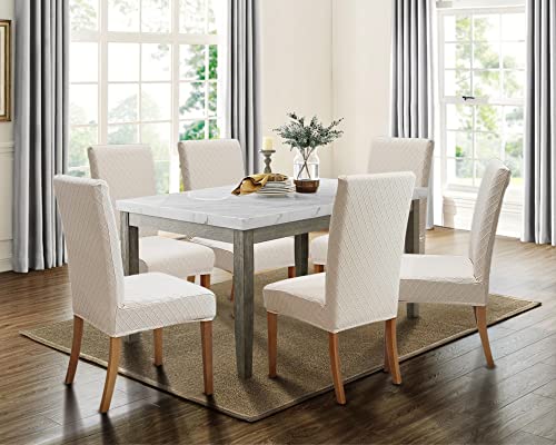 Stretch Dining Chair Covers Set of 4 with Seat Belt - Beige