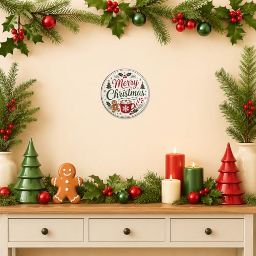 Merry Christmas Metal Sign 8x8in Holiday Seasonal Decor - Entryway Wall Art