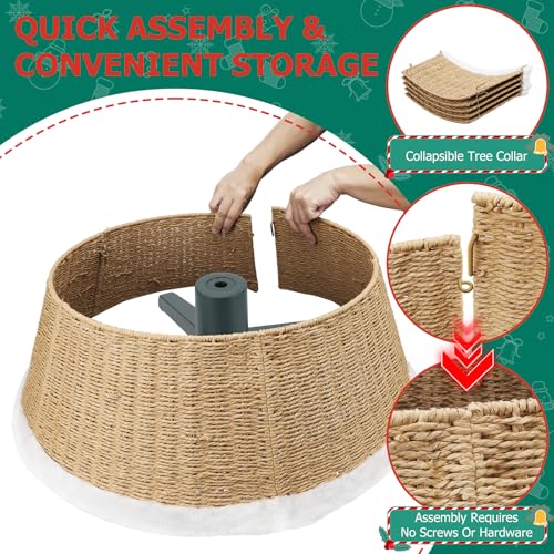 28 Inch Christmas Tree Collar - Paper Rope Woven Tree Base Cover
