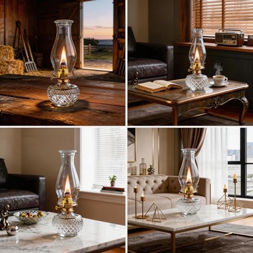 Clear Glass Oil Lamp Chimney Replacement - 3-Inch Fitter x 8-Inch Globe