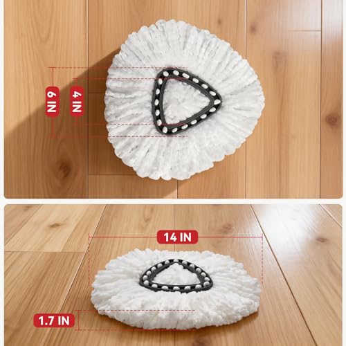 Microfiber Mop Head Replacements (4 Pack) - Reusable Spin Mop Refills