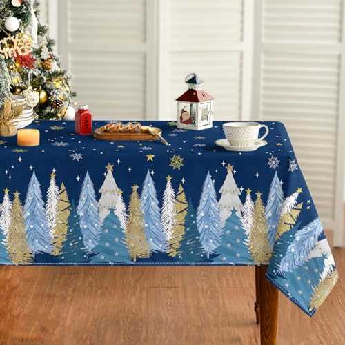 Horaldaily Christmas Tablecloth 60 x 104 Inch Blue Grey – Rectangular 60"x104"