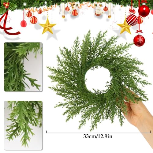 Norfolk Pine Christmas Candle Rings - Set of 2 Artificial Greenery Wreaths