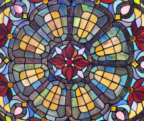 Stained Glass Window Panel - 24-Inch Multi Color Design