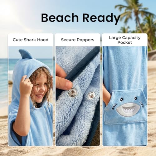 The Big Softy Toddler Hooded Towel Poncho – Quick Dry Shark Swim Cover Up
