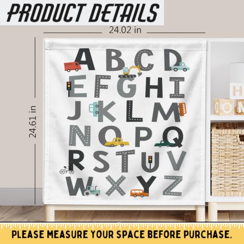 2 Pcs ABC Number Classroom Cabinet Curtains, Self-Adhesive Shelf Cover, 24x24"