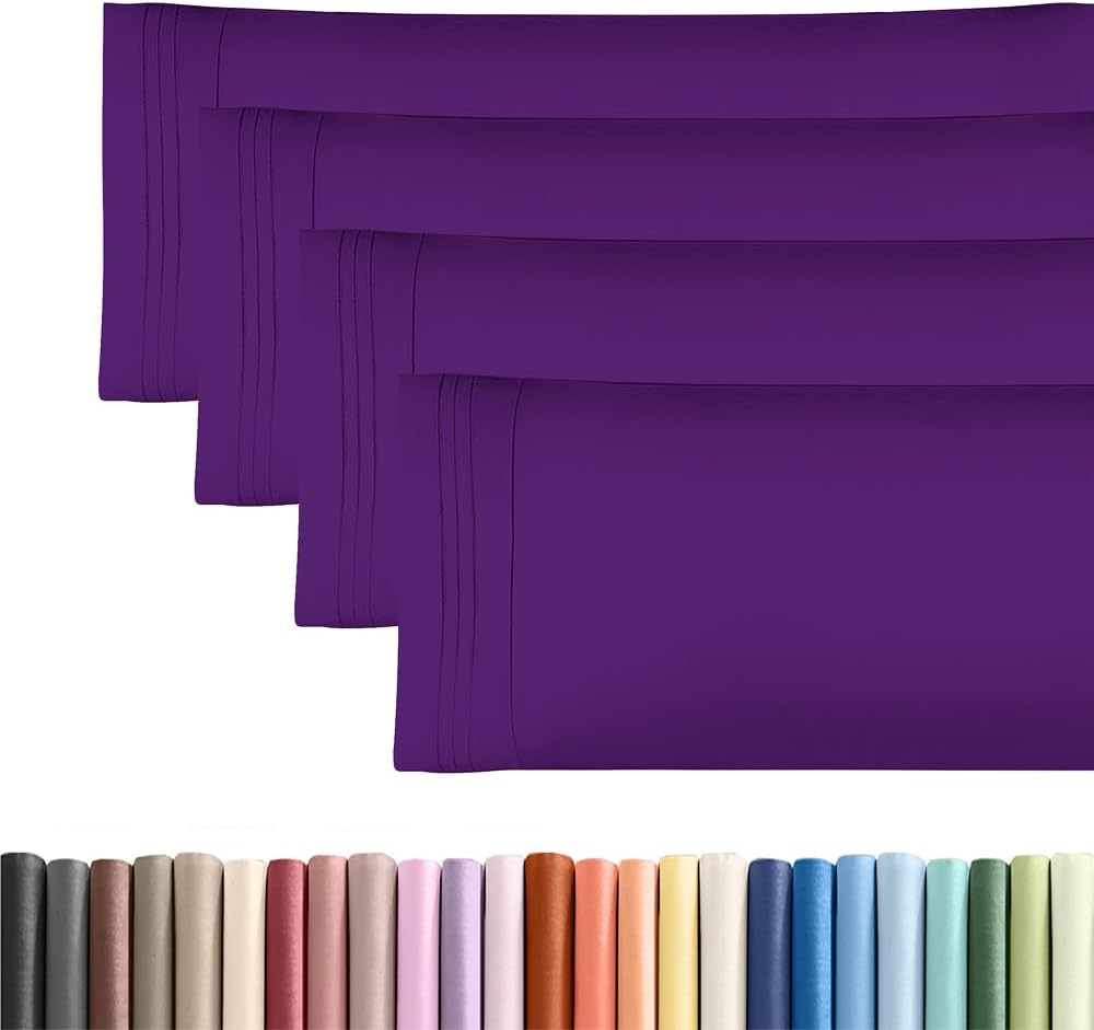 Skiennix Body Pillowcases Set of 4 | Soft 20x54 Long Pillow Covers for Cozy Sleep - Machine Washable, Fade-Free (Purple)