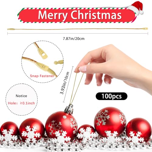100 Pcs Gold Christmas Ornament Hangers with Snap Fasteners