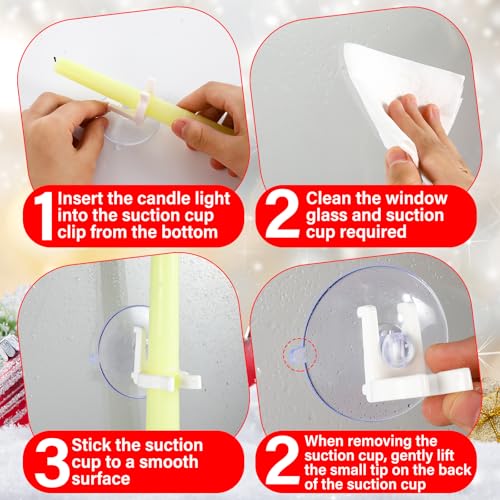 16pcs Window Candle Holder Suction Cups - No Drilling Glass Clamps