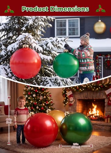 Minetom 25in Red Inflatable Christmas Ornament - Indoor & Outdoor PVC Ball