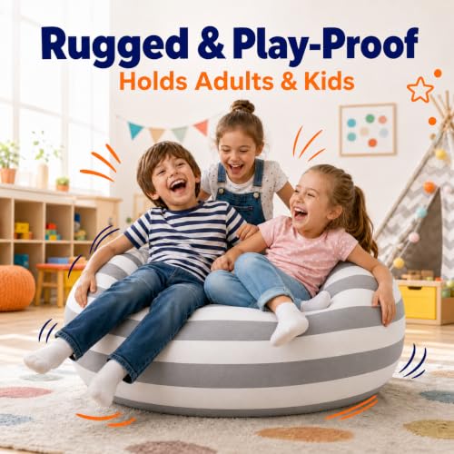 X-Large Stuffed Animal Storage Bean Bag Chair Cover - Cotton Canvas