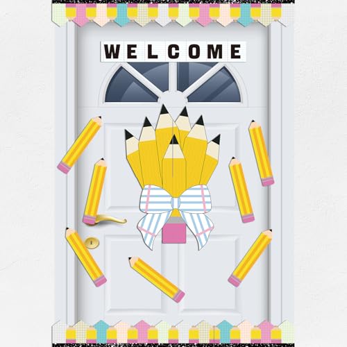 23-Piece Pencil Classroom Bulletin Board Decoration Set with Adhesive Dots