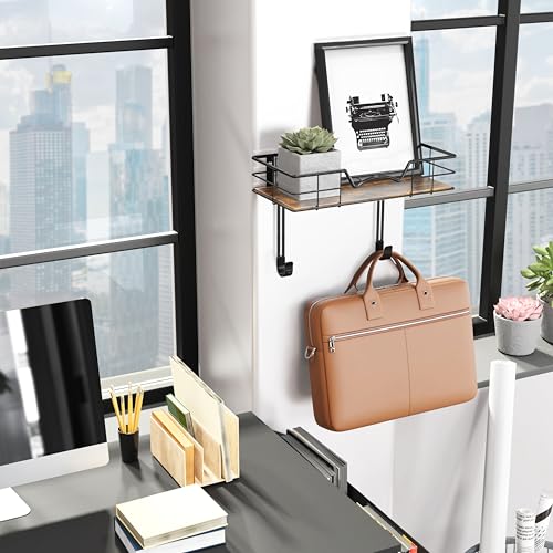 Wall Mounted Ironing Board Holder with Storage Shelf, Black Steel Rack