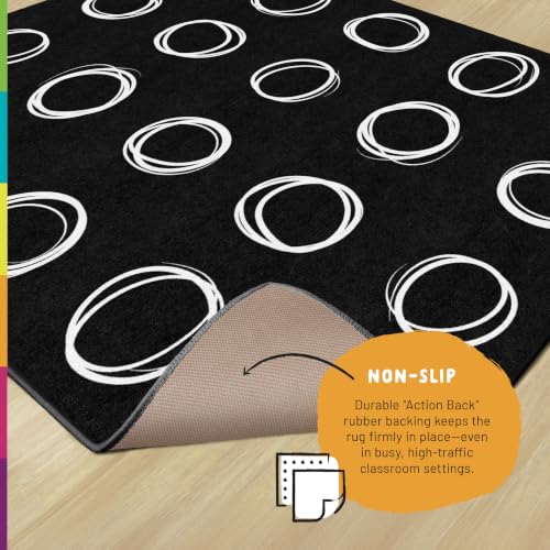 Educational Circle Sampler Classroom Area Rug, 7'6" x 12', Black