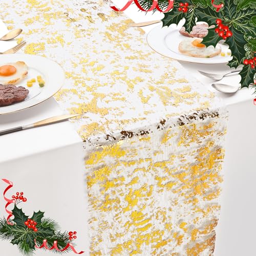 Deconovo Gold Sequin Table Runner 1PC/100FT Festive Holiday Wedding Decor