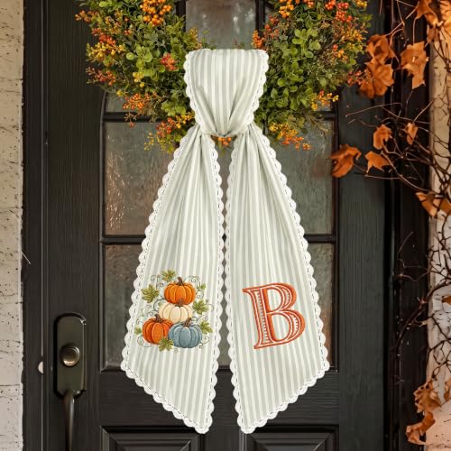 Custom Embroidered Monogram Wreath Sash for Front Door & Holiday Decor