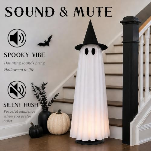 46.5" Lighted Animated Floating Ghost - Touch & Sound Activated Decor