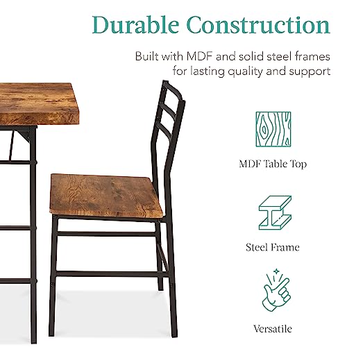 3-Piece Space-Saving Dining Set with Table, Chairs & Storage Rack