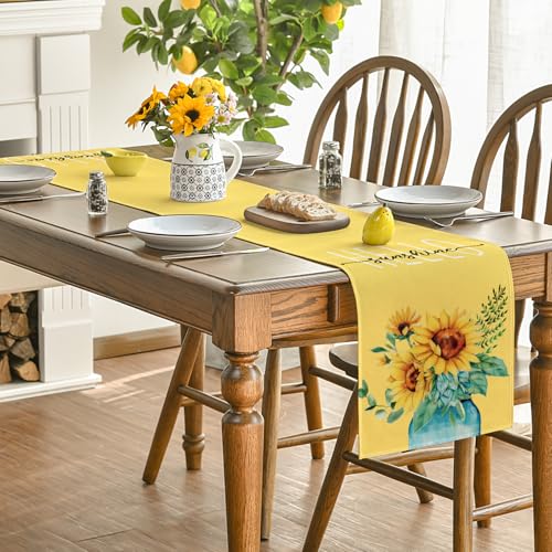 Artoid Mode Hello Sunshine Sunflower Table Runner 13x36 Inch