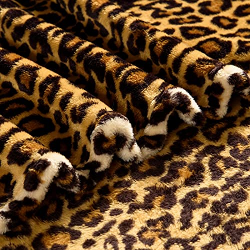 Leopard Print Fleece Throw Blanket, 50x40 Inch Soft Flannel for Bed and Sofa