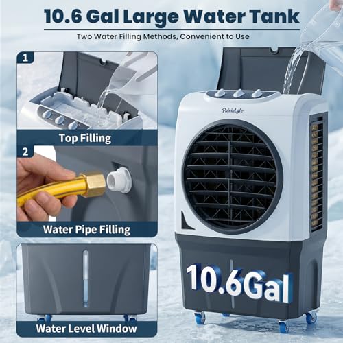 Portable 2200 CFM Evaporative Air Cooler 10.6 Gallon Swamp Cooler