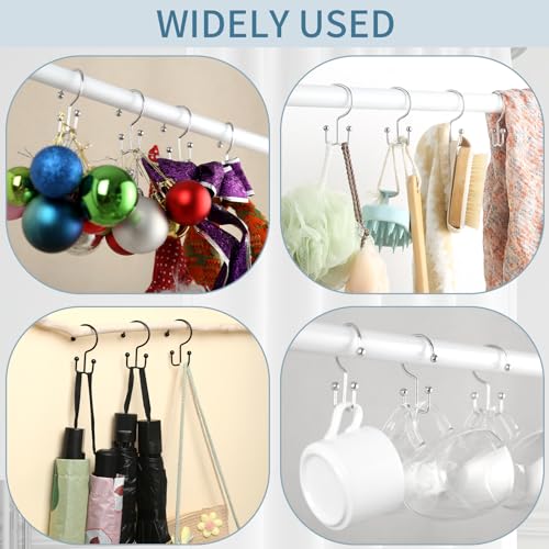 Goowin Double Glide Rust Proof Black Shower Curtain Hooks, 12 Pack