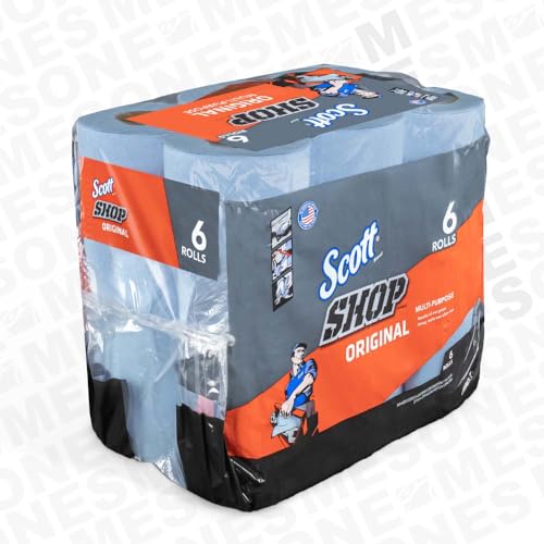 Blue Shop Towels on a Roll - Heavy-Duty Multi-Purpose Paper Towels, 6 Pack