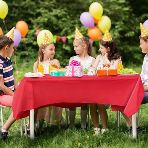 10 Pack Red Disposable Waterproof Tablecloths 54x108 Inches for Parties & Events