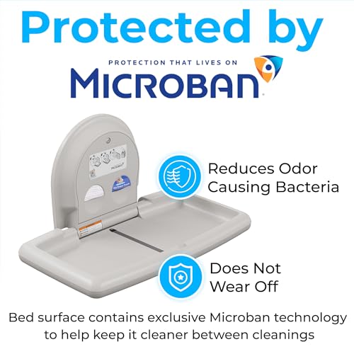 Horizontal Wall-Mounted Baby Changing Station - White Granite