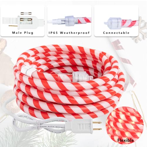 Afirst Christmas Candy Cane Rope Lights 18FT Waterproof LED Fairy Lights for Outdoor & Indoor Decor